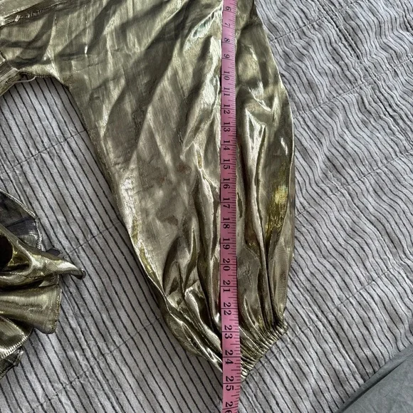*ARCHIVE* RHODE Gold Lamè Ella Mini Dress Size S/M DEFECTS NEEDS WORK - Picture 9 of 13